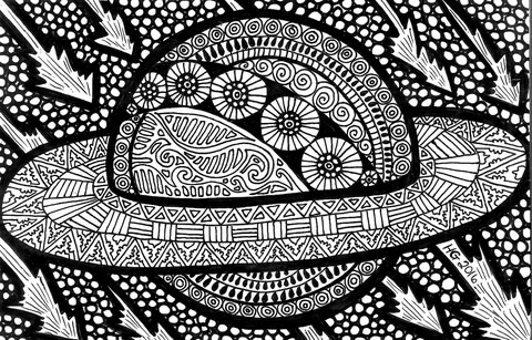 Planet Zentangle Coloring Page